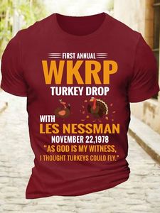 Men's Cotton First Annual WKRP Turkey Drop With Les Nessman November 22 1978 T-Shirt