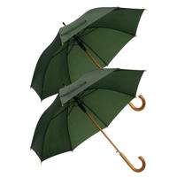 Rainmaster paraplu met houten handvat - 2x - donkergroen scherm - Dia 103 cm