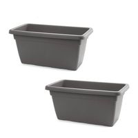 2x stuks grote plantenbak antraciet grijs rechthoekig 60 x 32 x 27 cm - Plantenbakken - thumbnail
