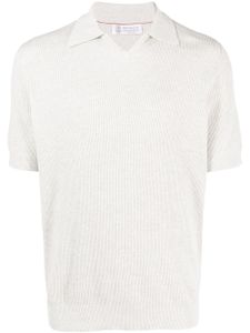 Brunello Cucinelli polo en maille à design nervuré - Gris