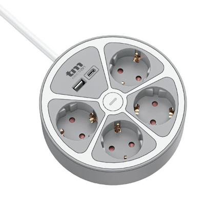 4-voudige Stekkerdoos met Schakelaar TM Electron 3680 W Wit Grijs 30 W (1,5 m)