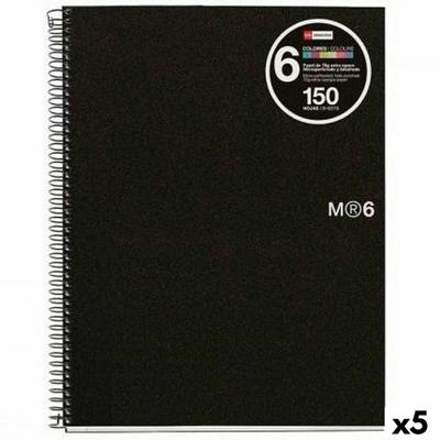 Boek over Ringen Miquelrius Zwart A5 150 Lakens (5 Stuks)