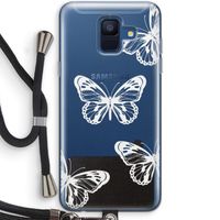 White butterfly: Samsung Galaxy A6 (2018) Transparant Hoesje met koord