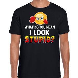 Funny emoticon t-shirt What do you mean zwart voor heren