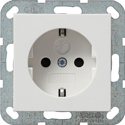 Gira 1-voudige wandcontactdoos RA, kinderbeveiliging wit mat