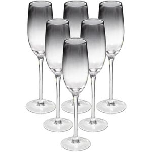 Set van 12x champagneglazen/flutes zwarte rand Sauvage 210 ml van glas