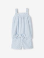 Gestreepte pyjamashort voor meisjes blauw, gestreept