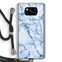 Blauw marmer: Xiaomi Poco X3 NFC Transparant Hoesje met koord