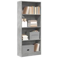 Boekenkast 60x24x143 cm bewerkt hout betongrijs