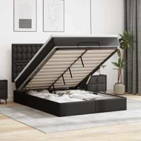 Ottoman bed met matras 140x190cm kunstleer zwart
