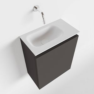 MONDIAZ TURE 40cm toiletmeubel dark grey. EDEN wastafel talc links geen kraangat