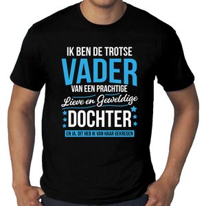 Grote maten Trotse vader / dochter cadeau t-shirt zwart voor heren 4XL  -