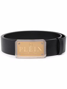 Philipp Plein ceinture en cuir à plaque logo - Noir