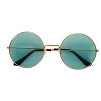 Hippie Flower Power Sixties ronde glazen zonnebril groen   - - thumbnail