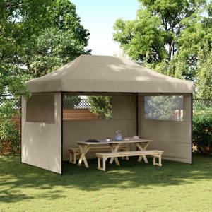 Partytent inklapbaar pop-up met 3 zijwanden taupe