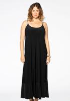 Yoek Maxi jurk spaghetti | Zwart | Maat 46/48