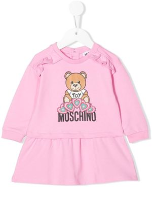Moschino Kids robe volantée à logo imprimé - Rose