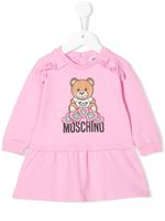 Moschino Kids robe volantée à logo imprimé - Rose