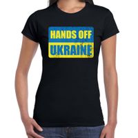 Hands off Ukraine t-shirt zwart dames - Oekraine shirt met Oekraiense vlag