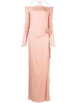 Blumarine robe fleurie à épaules dénudées - Rose