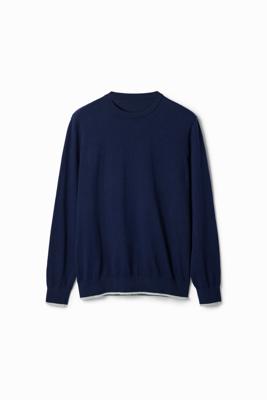 Effen trui met stiksels - BLUE - XL