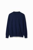 Effen trui met stiksels - BLUE - XL