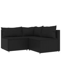 The Living Store Loungeset Zwart - Hoekbank 63x63x57.5cm - Middenbank 63x63x57.5cm - thumbnail