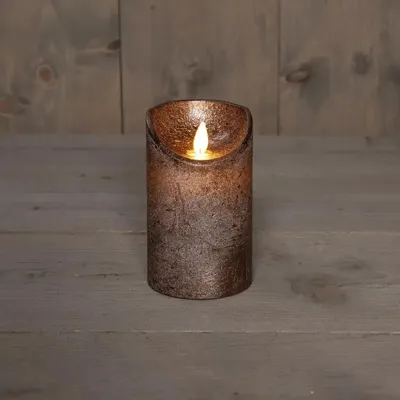 Anna&apos;s Collection LED kaars flame effect rustiek 7.5x12.5cm brons 1 stuks