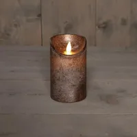Anna&apos;s Collection LED kaars flame effect rustiek 7.5x12.5cm brons 1 stuks