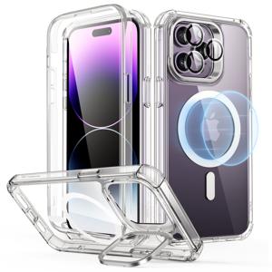 iPhone 14 Pro Max Armor Tough Case with Stash Stand (HaloLock) Clear