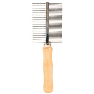 TRIXIE KAM 2-ZIJDIG MIDDEL / GROF HOUT / METALEN TANDEN 17 CM 3 ST