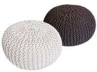 Mia - Sitzhocker Pouf SET 2 - Grobstrick - Gerecycled katoen - Ø 55 cm H 37 cm