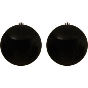 2x Grote zwarte kerstballen van 20 cm glans van kunststof