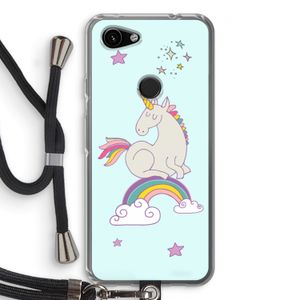 Regenboog eenhoorn: Pixel 3a Transparant Hoesje met koord
