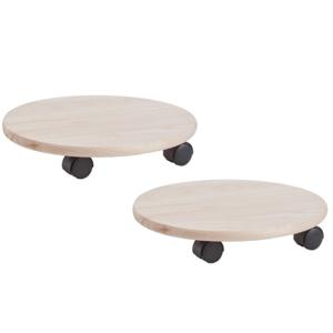 Zeller Planten trolley - Set van 2x stuks - multiroller hout - 35 cm - tot 100 kg