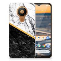 Nokia 5.3 | TPU | Siliconen hoesje | Marmer Wit Zwart - Origineel Cadeau Man