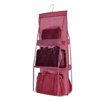 2 stks Portable Home Multi-Layer transparante mesh tas opknoping opbergtas (Rose rood)