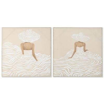 Canvas Home ESPRIT Wit Beige Jurk Scandinavisch 82,5 x 3,5 x 82,5 cm (2 Stuks)