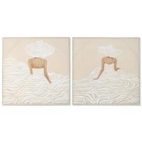 Canvas Home ESPRIT Wit Beige Jurk Scandinavisch 82,5 x 3,5 x 82,5 cm (2 Stuks)
