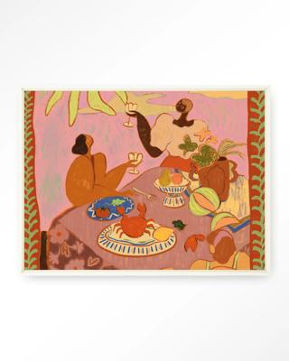 Urban Cotton Wandkleed 'Lunch With The Ladies' 145 x 190cm in Floating Frame - off white