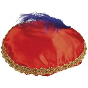 Pieten baret - rood - met veer - volwassenen - pietenmuts - polyester