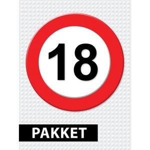 Verkeersbord 18 jaar feestartikelen pakket