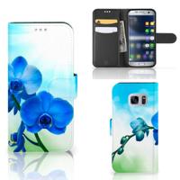Samsung Galaxy S7 Hoesje Orchidee Blauw - Cadeau voor je Moeder Samsung Galaxy S7 Hoesje Orchidee Blauw - Cadeau voor je Moeder