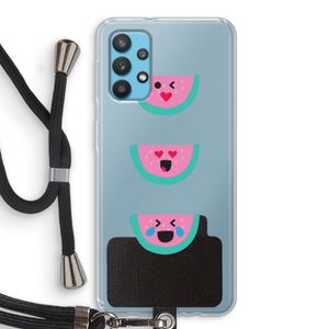 Smiley watermeloen: Samsung Galaxy A32 4G Transparant Hoesje met koord