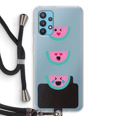Smiley watermeloen: Samsung Galaxy A32 4G Transparant Hoesje met koord