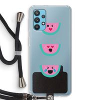 Smiley watermeloen: Samsung Galaxy A32 4G Transparant Hoesje met koord