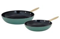 Cookinglife Koekenpannenset Style Groen - ø 24 & 28 cm - keramische anti-aanbaklaag - geschikt voor alle warmtebronnen