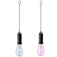 Set van 2x stuks blauwe en roze solar tuinverlichting hanglampen kunststof 20 cm - thumbnail