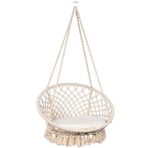 Hangstoel Eénpersoons 'Macramé' White - Wit / Ecru - Mexicaans - 120 kg - Tropilex
