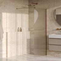 BRAUER Oblivion Flow inloopdouche helder ribbelglas 90x200 incl. glascoating Geborsteld Goud PVD